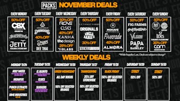 PACKS Weed Dispensary San Gabriel Valley NOVEMBER DISCOUNTS + WEEKLY DEALS