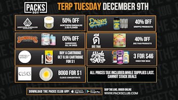 PACKS Weed Dispensary San Gabriel Valley TERP TUESDAY DAILY DEALS