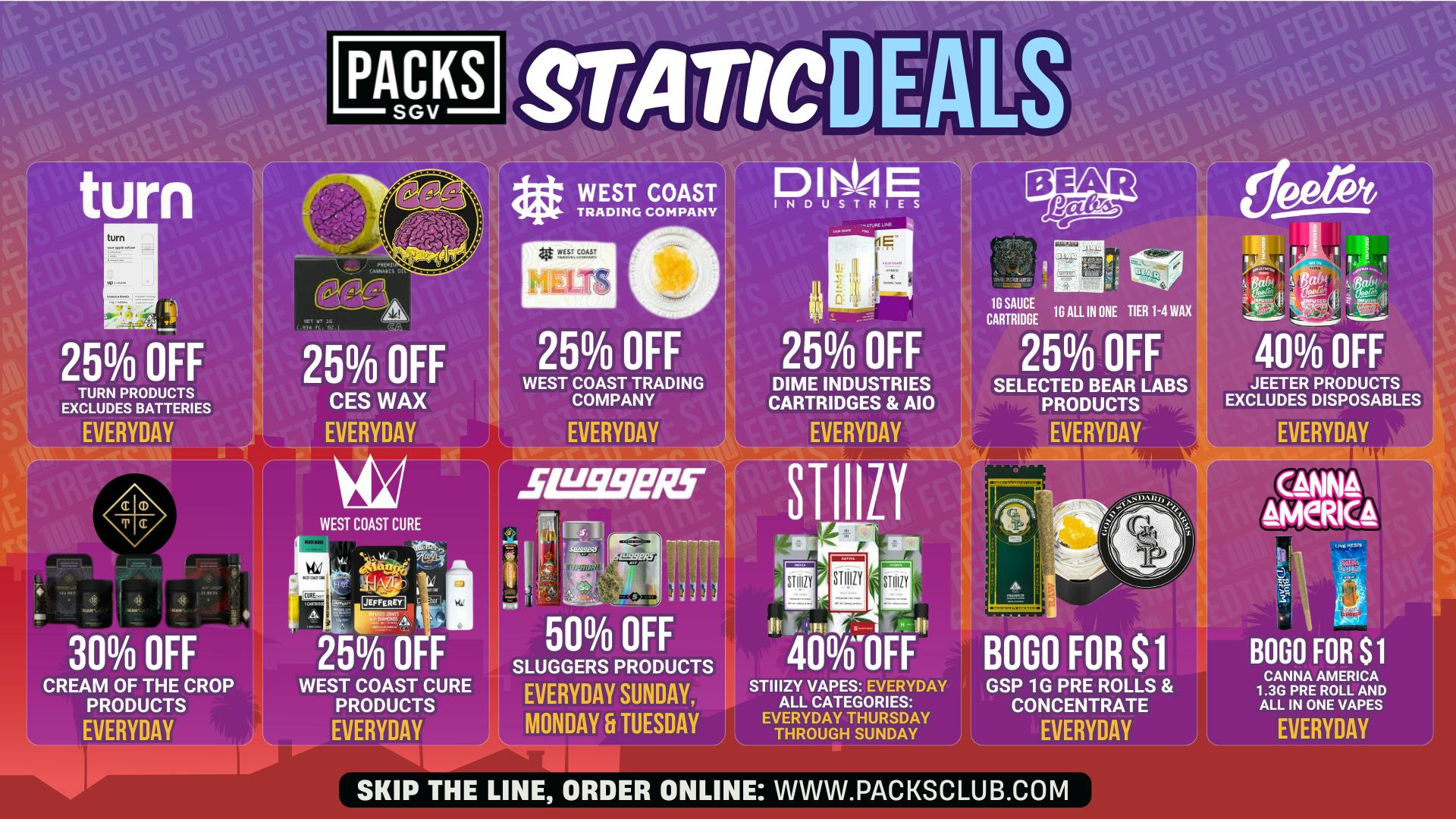 PACKS Weed Dispensary San Gabriel Valley STATIC DEALS @ PACKS SGV