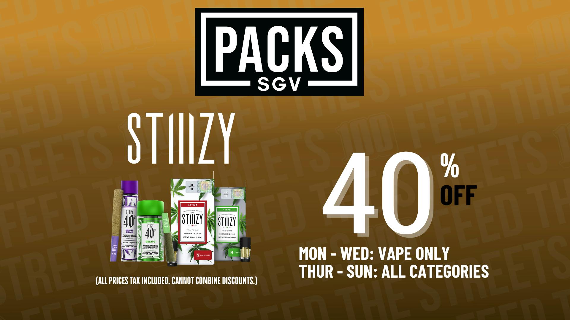 PACKS Weed Dispensary San Gabriel Valley STIIIZY 40% OFF DEAL!!