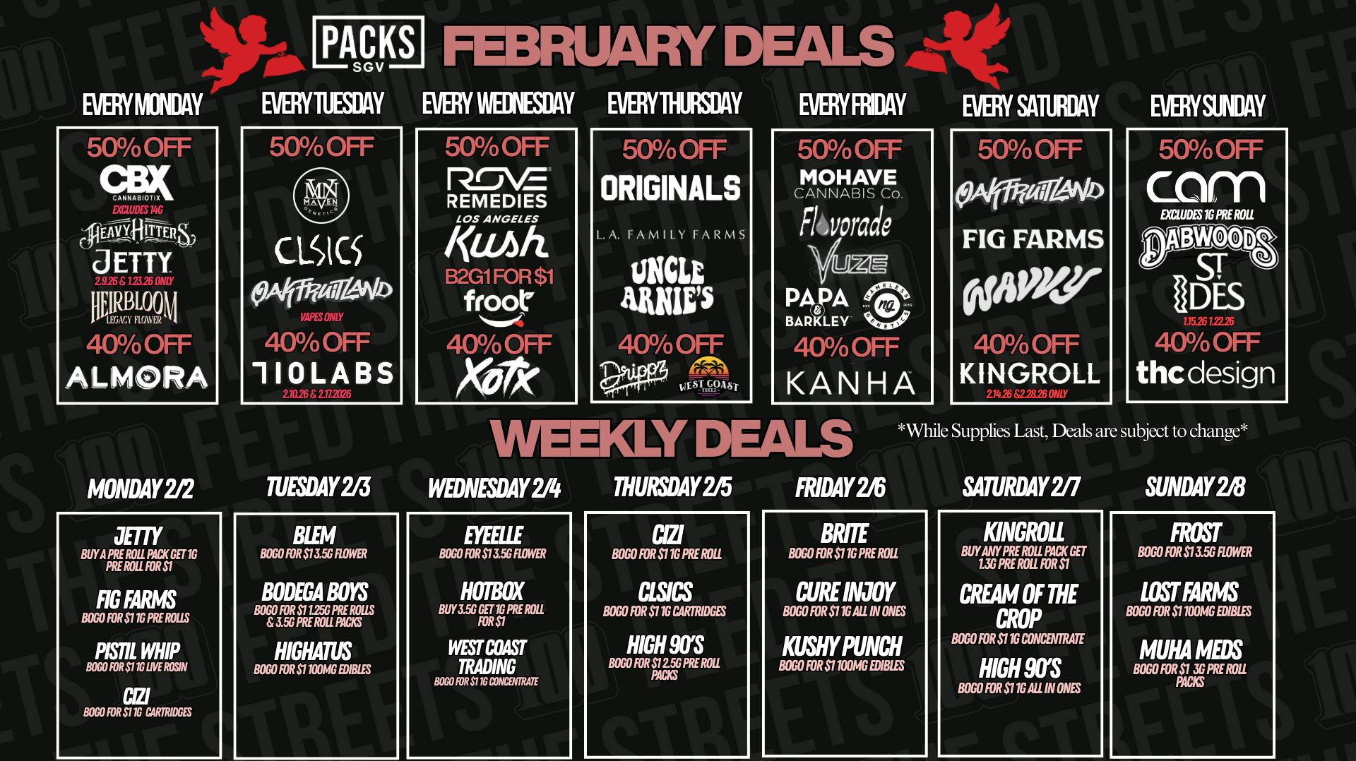 PACKS Weed Dispensary San Gabriel Valley FEBRUARY DISCOUNTS + WEEKLY DEALS