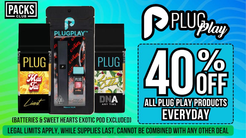 PACKS Weed Dispensary San Gabriel Valley 40% OFF PLUGPLAY EVERYDAY