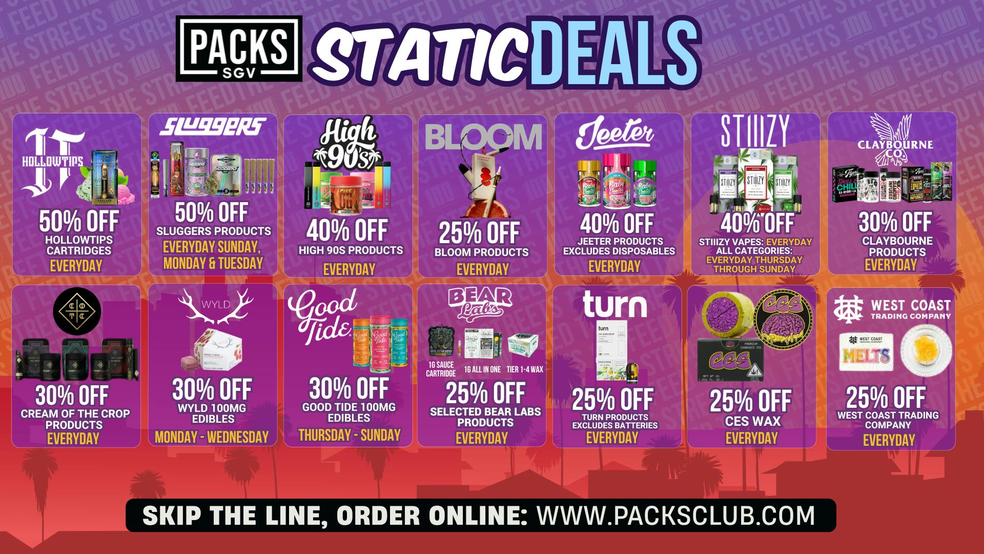 PACKS Weed Dispensary San Gabriel Valley STATIC DEALS @ PACKS SGV