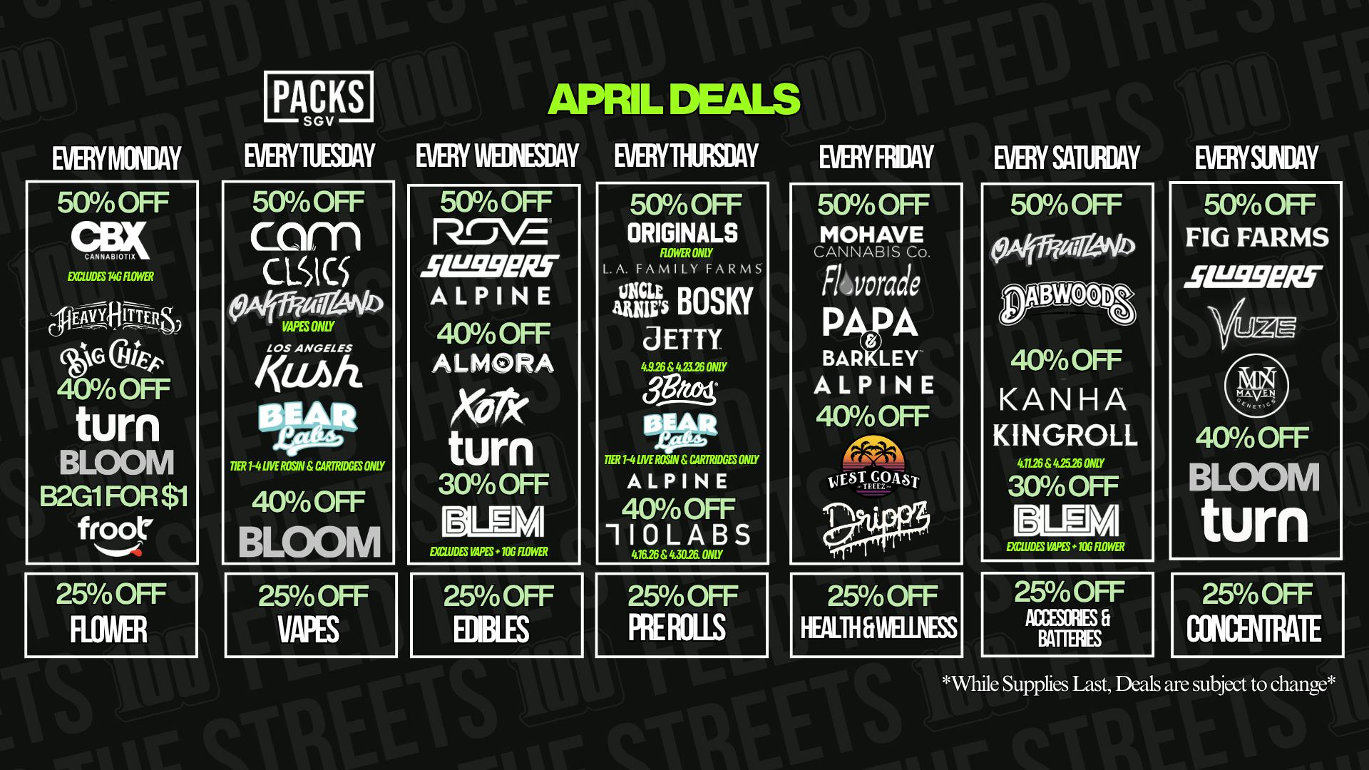 PACKS Weed Dispensary San Gabriel Valley APRIL DISCOUNTS