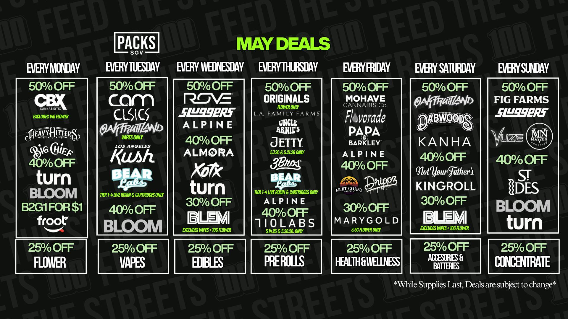 PACKS Weed Dispensary San Gabriel Valley MAY DISCOUNTS.