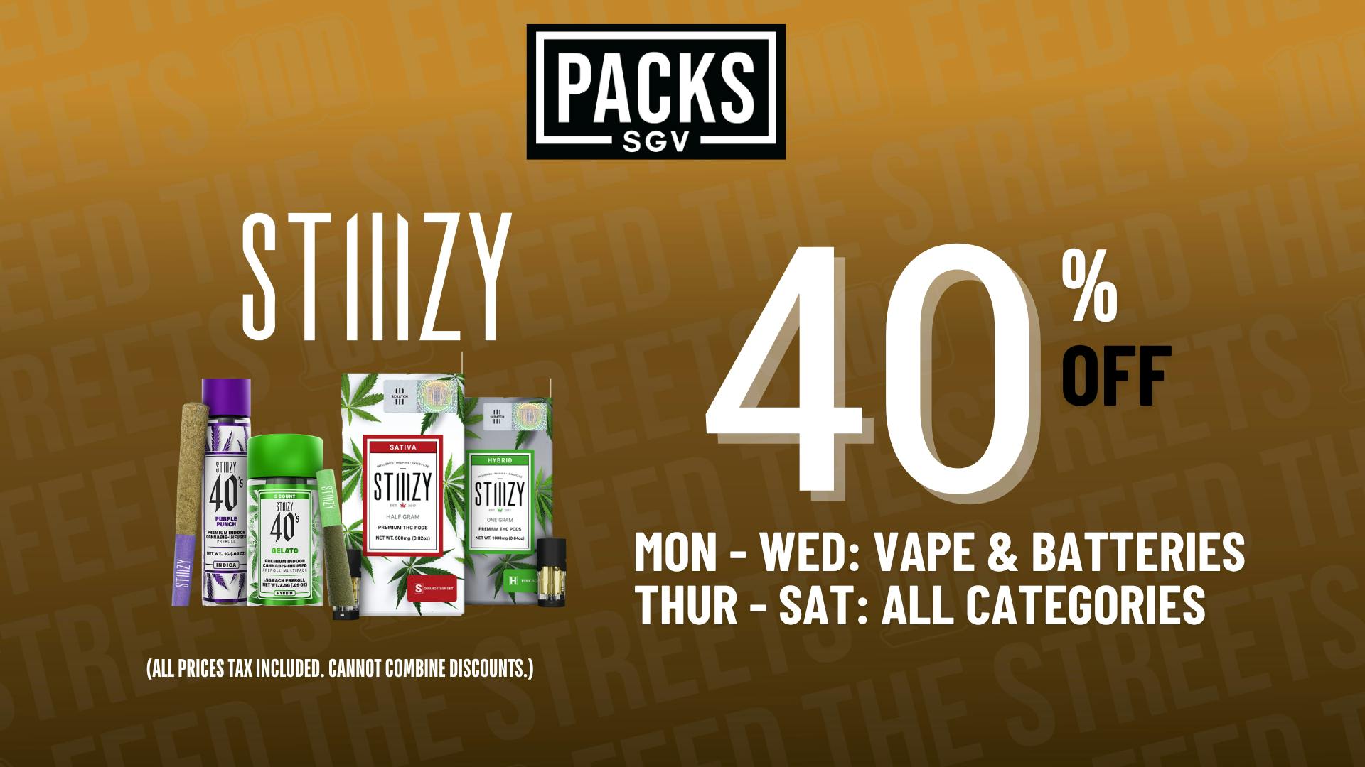 PACKS Weed Dispensary San Gabriel Valley STIIIZY 40% OFF DEAL!!