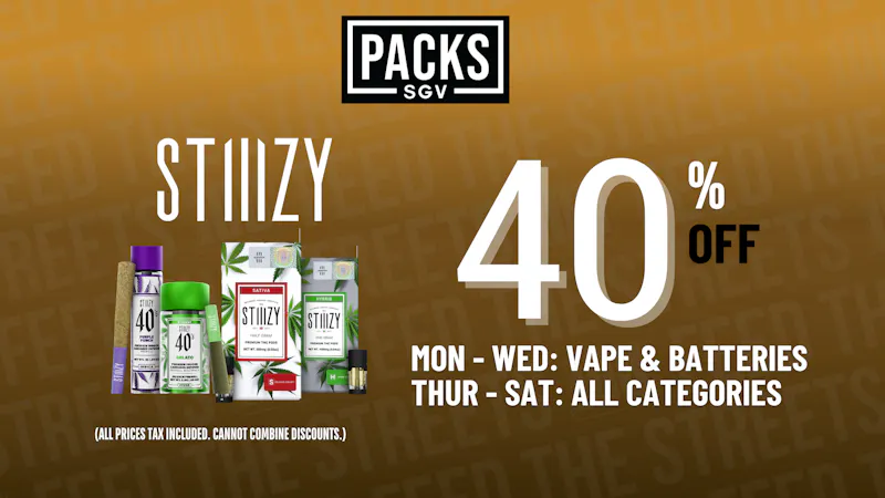 PACKS Weed Dispensary San Gabriel Valley STIIIZY 40% OFF DEAL!!