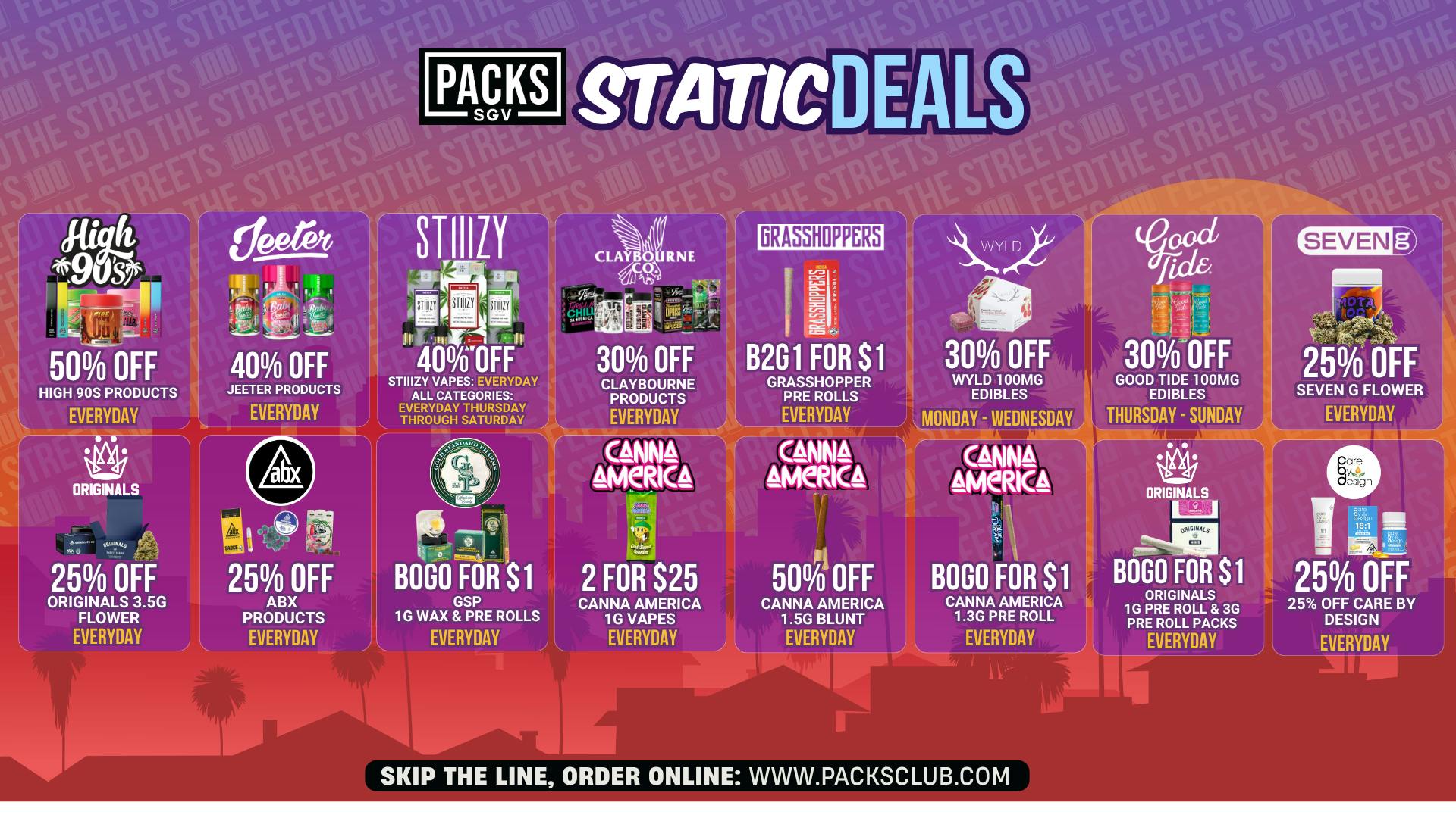 PACKS Weed Dispensary San Gabriel Valley STATIC DEALS @ PACKS SGV