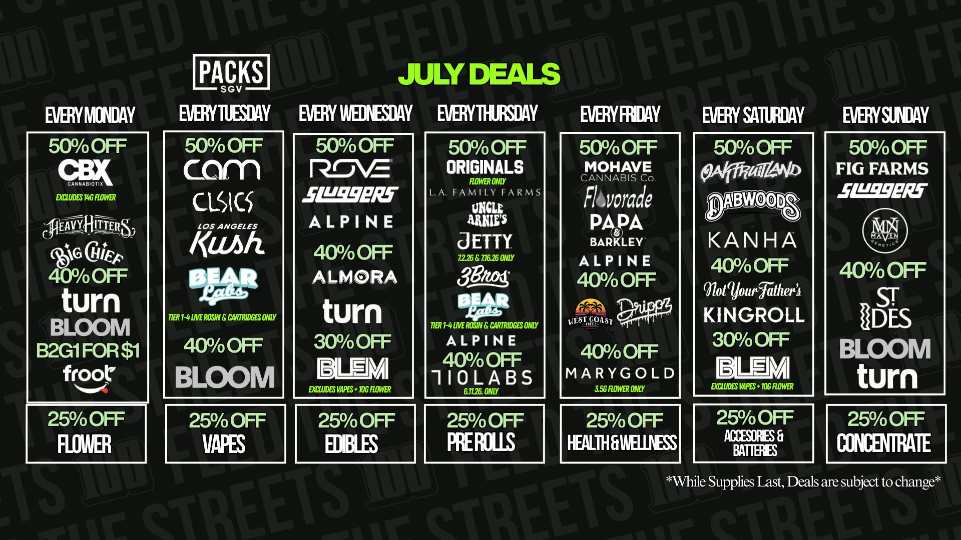 PACKS Weed Dispensary San Gabriel Valley JULY DISCOUNTS.