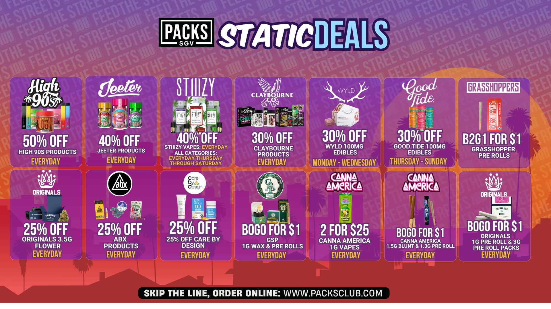 PACKS Weed Dispensary San Gabriel Valley STATIC DEALS @ PACKS SGV