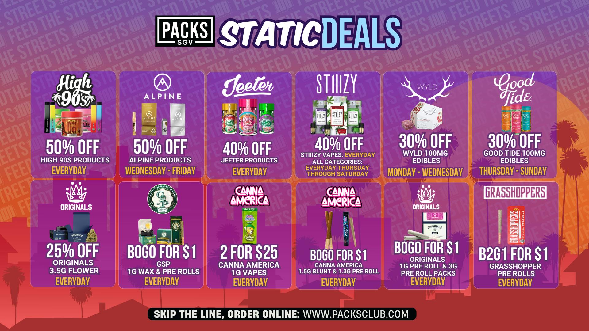 PACKS Weed Dispensary San Gabriel Valley STATIC DEALS @ PACKS SGV