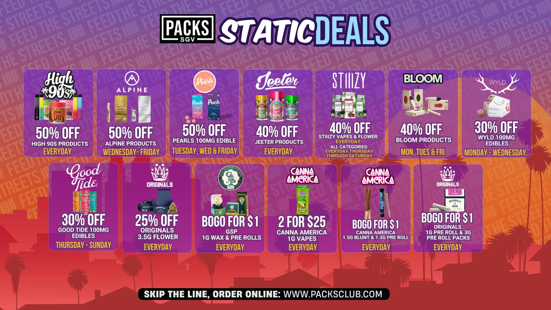 PACKS Weed Dispensary San Gabriel Valley STATIC DEALS @ PACKS SGV