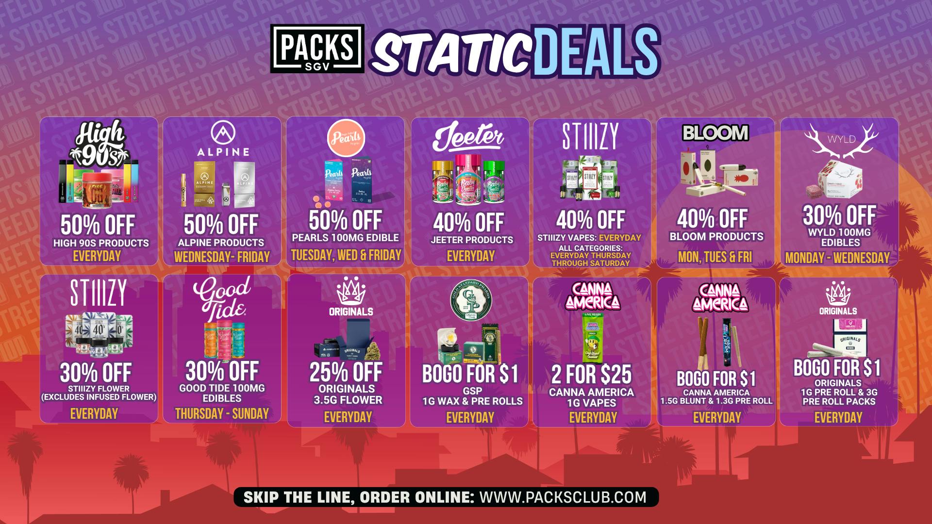 PACKS Weed Dispensary San Gabriel Valley STATIC DEALS @ PACKS SGV