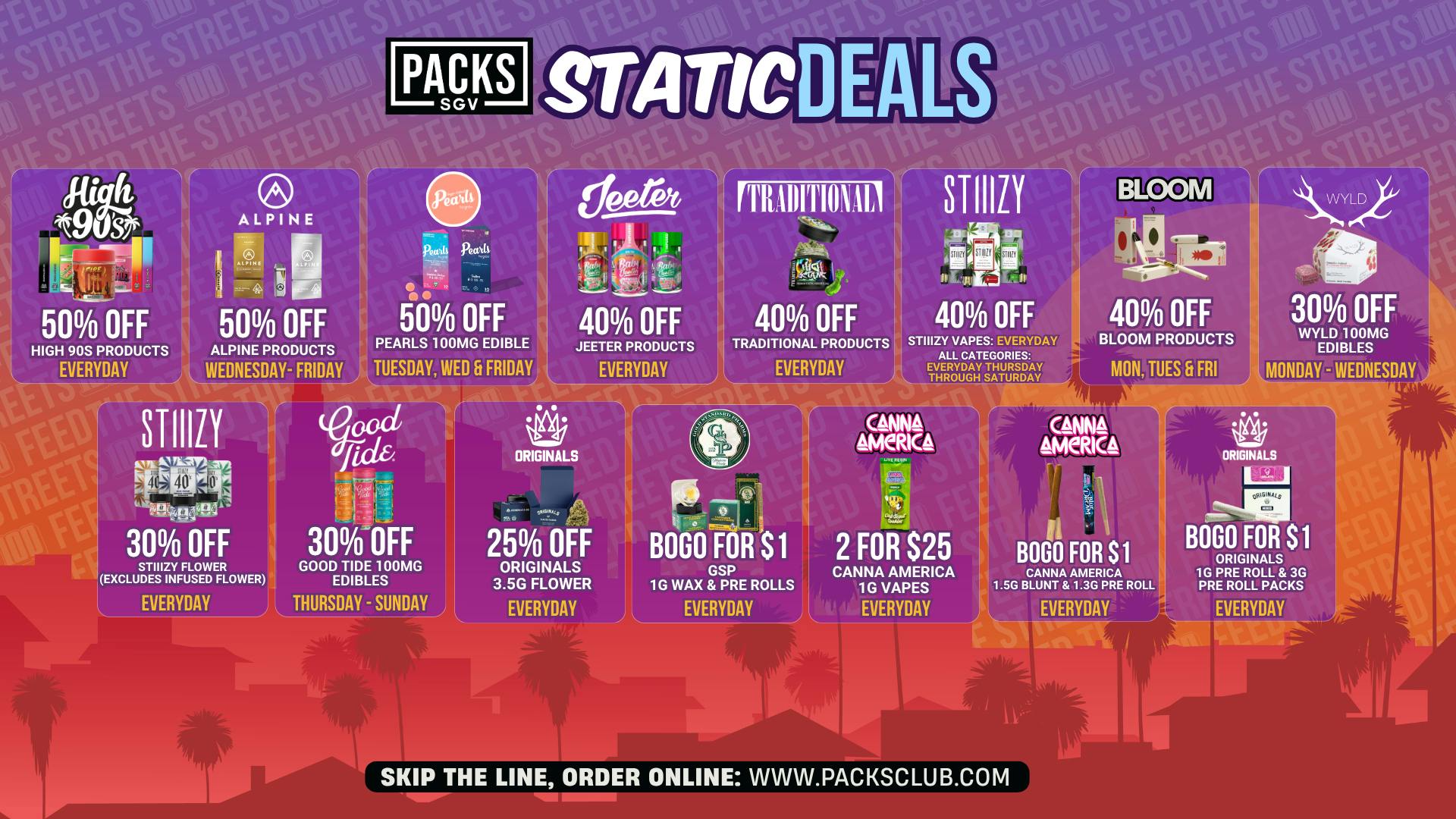 PACKS Weed Dispensary San Gabriel Valley STATIC DEALS @ PACKS SGV