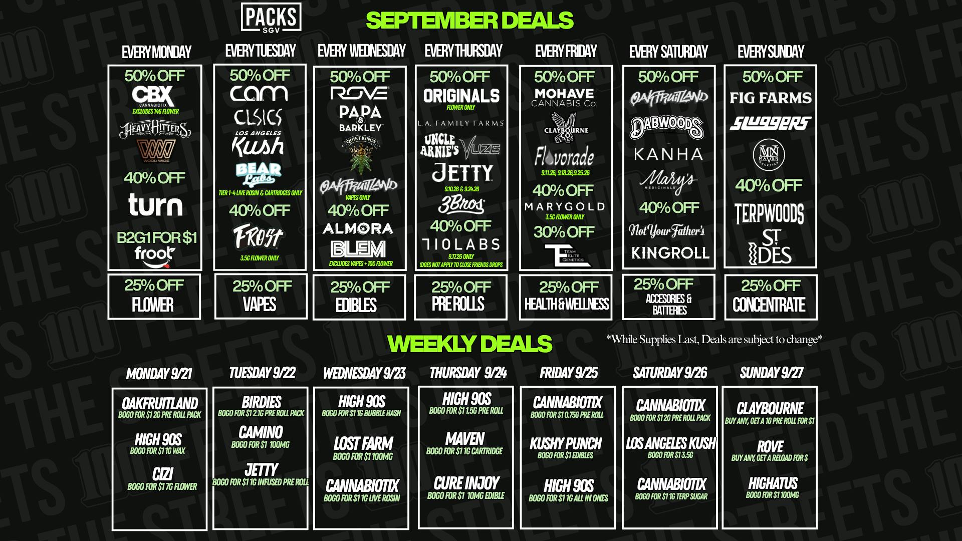PACKS Weed Dispensary San Gabriel Valley SEPTEMBER DISCOUNTS