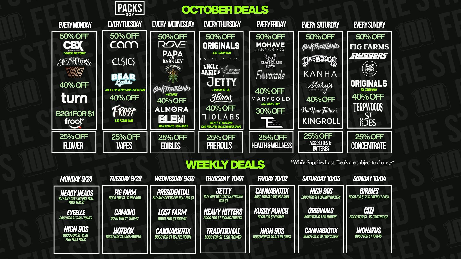 PACKS Weed Dispensary San Gabriel Valley OCTOBER DISCOUNTS