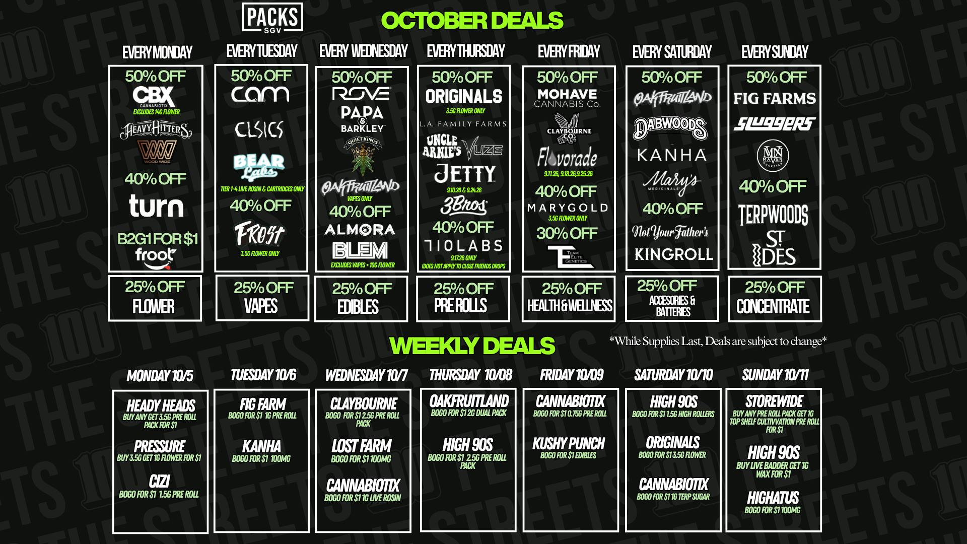 PACKS Weed Dispensary San Gabriel Valley OCTOBER DISCOUNTS