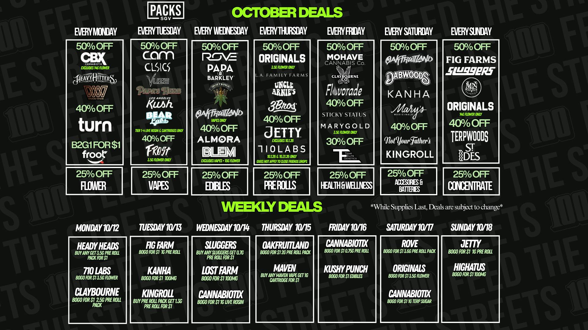 PACKS Weed Dispensary San Gabriel Valley OCTOBER DISCOUNTS