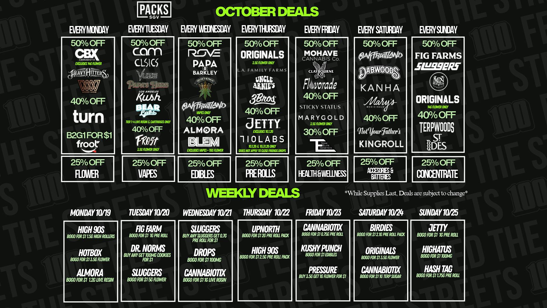 PACKS Weed Dispensary San Gabriel Valley OCTOBER DISCOUNTS