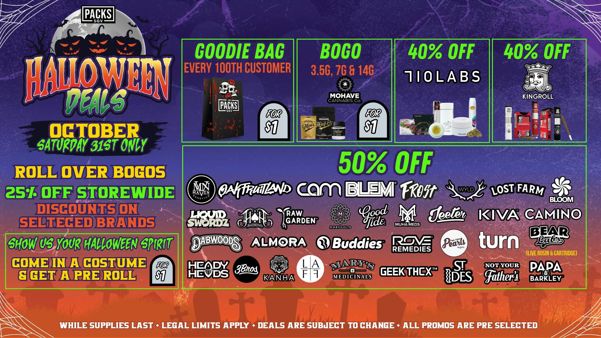 PACKS Weed Dispensary San Gabriel Valley 10/31 HALLOWEEN DEALS