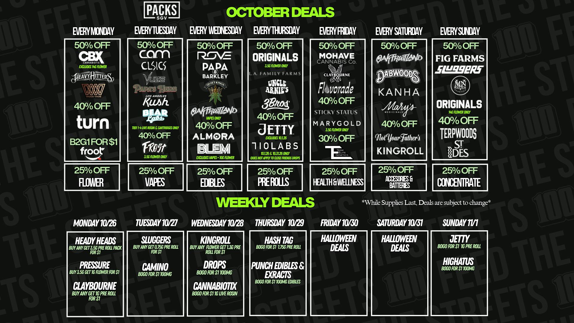 PACKS Weed Dispensary San Gabriel Valley OCTOBER DISCOUNTS