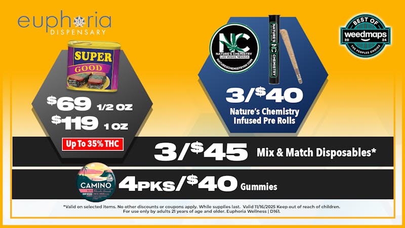 Euphoria Wellness - Marijuana Dispensary $69 1/2oz - $119 1oz Super Good up to 35% THC