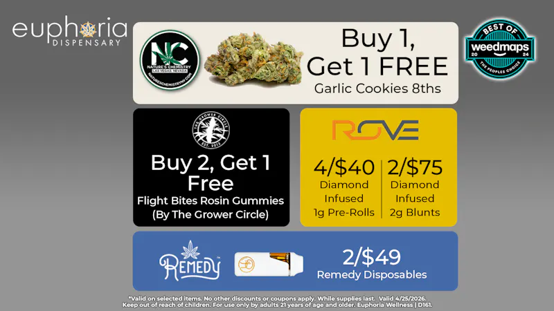 Euphoria Wellness - Marijuana Dispensary Buy 1 Get 1 Free Garlic Cookies 8ths