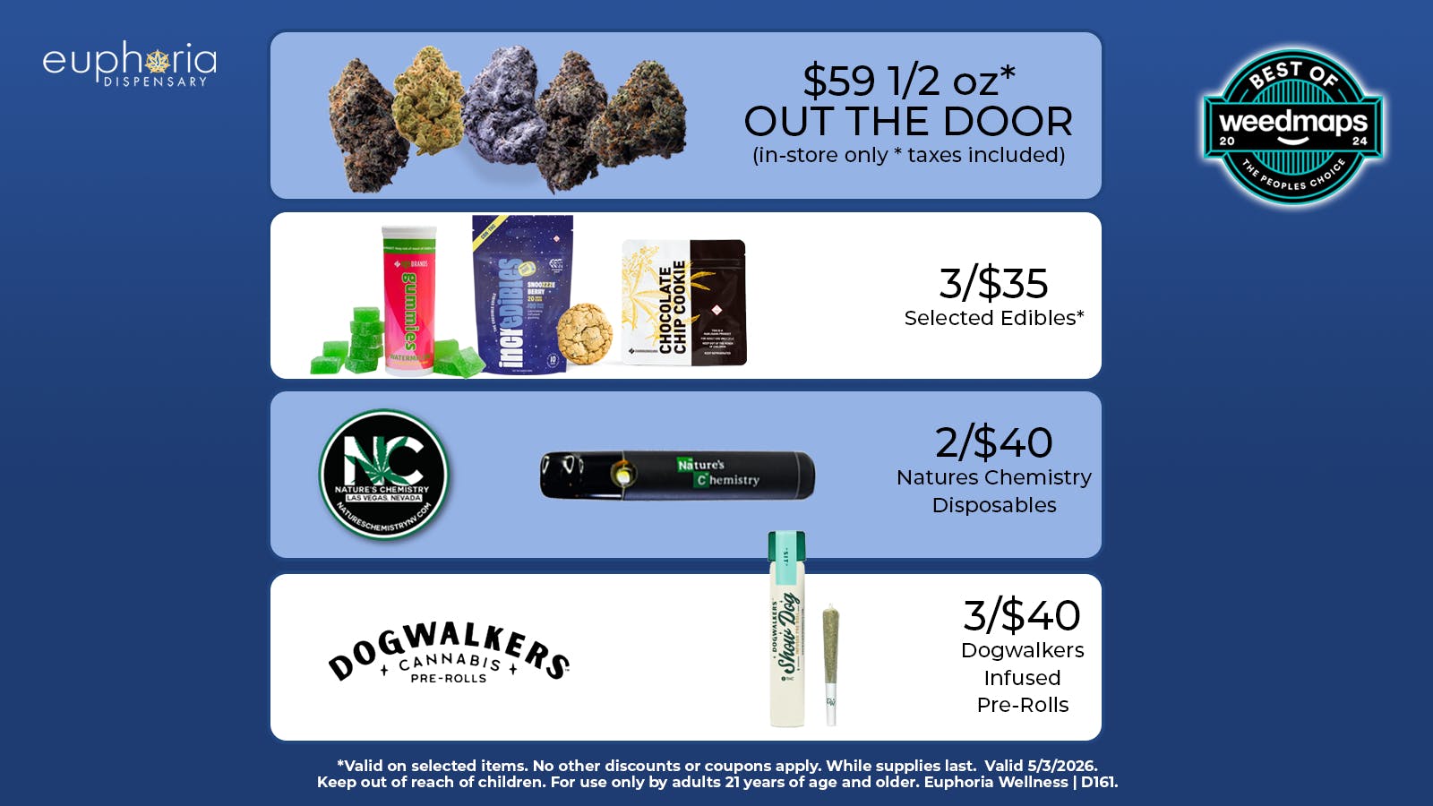 Euphoria Wellness Delivery - Henderson / Green Valley Fresh Drop! $59 1/2oz OUT THE DOOR