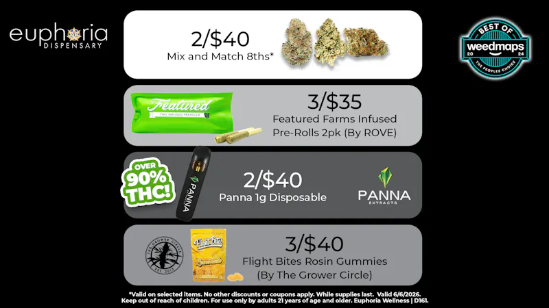 Euphoria Wellness Delivery - West LV 2/$40 Mix & Match 8ths | 3/$40 Flight Bite Gummies