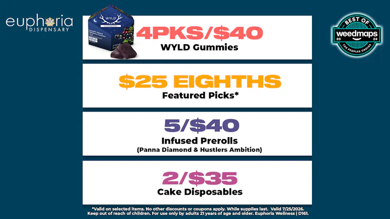 Euphoria Wellness Delivery - Henderson / Green Valley 4/$40 Wyld Gummies | $25 Eighths
