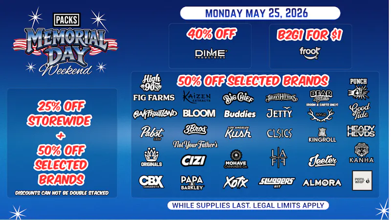 PACKS Weed Dispensary Orange County Memorial Day Deals