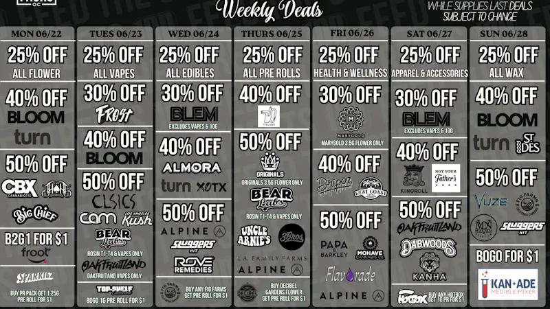 PACKS Weed Dispensary Orange County June 22nd - June 28th deals