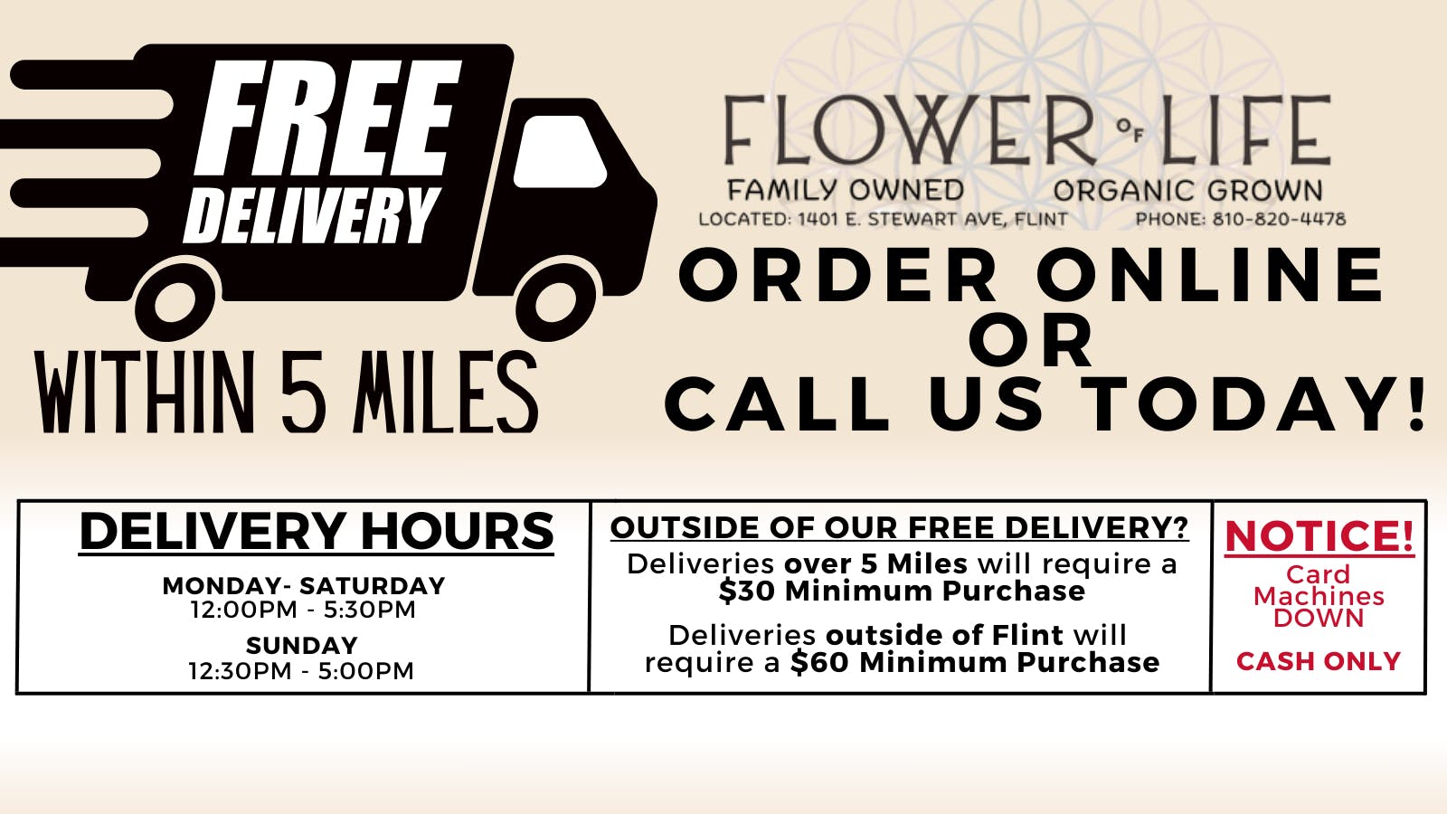 Flower of Life- Delivery FREE DELIVERY! Within 5 Miles