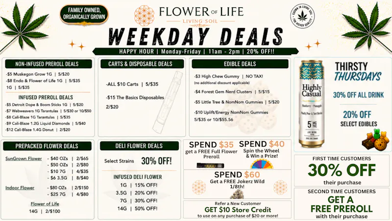 Flower of Life Thirsty Thursdays | 30% OFF ALL Drinks!