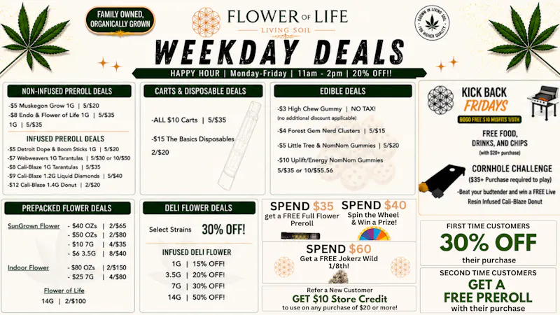 Flower of Life Kickback Fridays | BOGO $10 1/8ths!