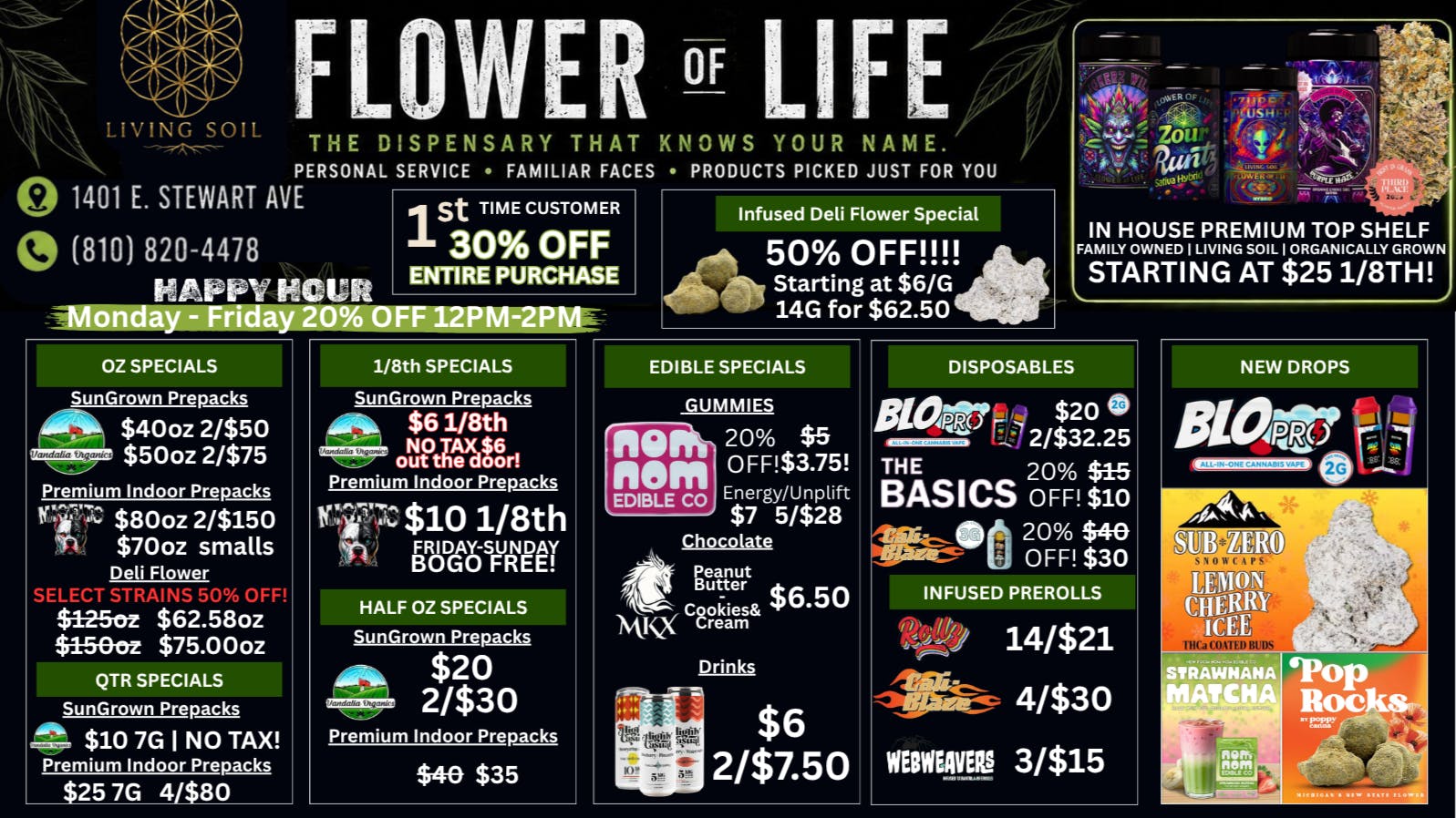 Flower of Life July Specials | 50% OFF INFUSED FLOWER