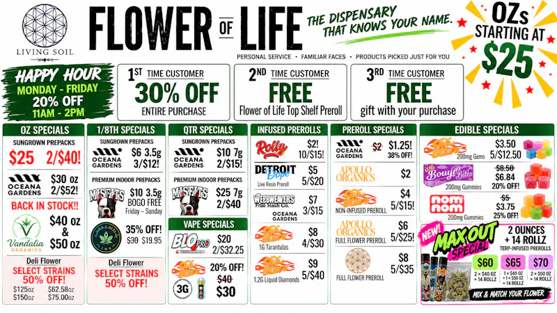 Flower of Life- Delivery 🔥 More Deals. More Choices. OZs Starting at $25!