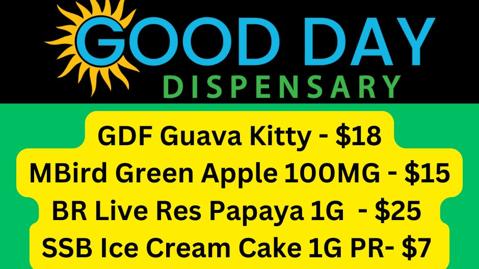 Good Day Dispensary GDF Guava Kitty, BR Live Resin Papaya