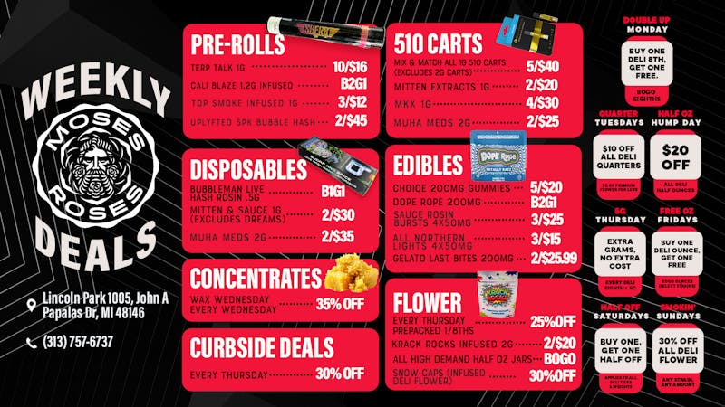 Moses Roses 🔥 MOSES ROSES WEEKLY DEALS – LINCOLN PARK 💨