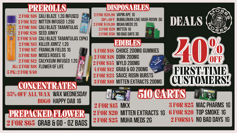 Moses Roses Moses Roses Deals: 40% Off, Goodie Bags, 7AM!