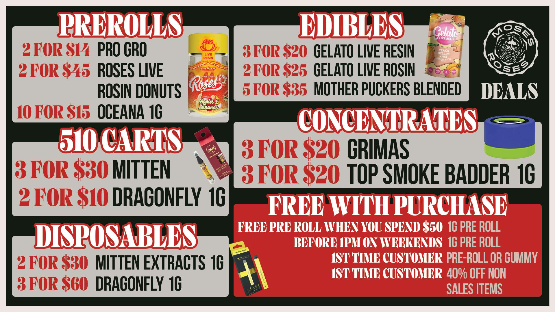 Moses Roses Port Huron Moses Roses Deals: Prerolls, Carts & More Value