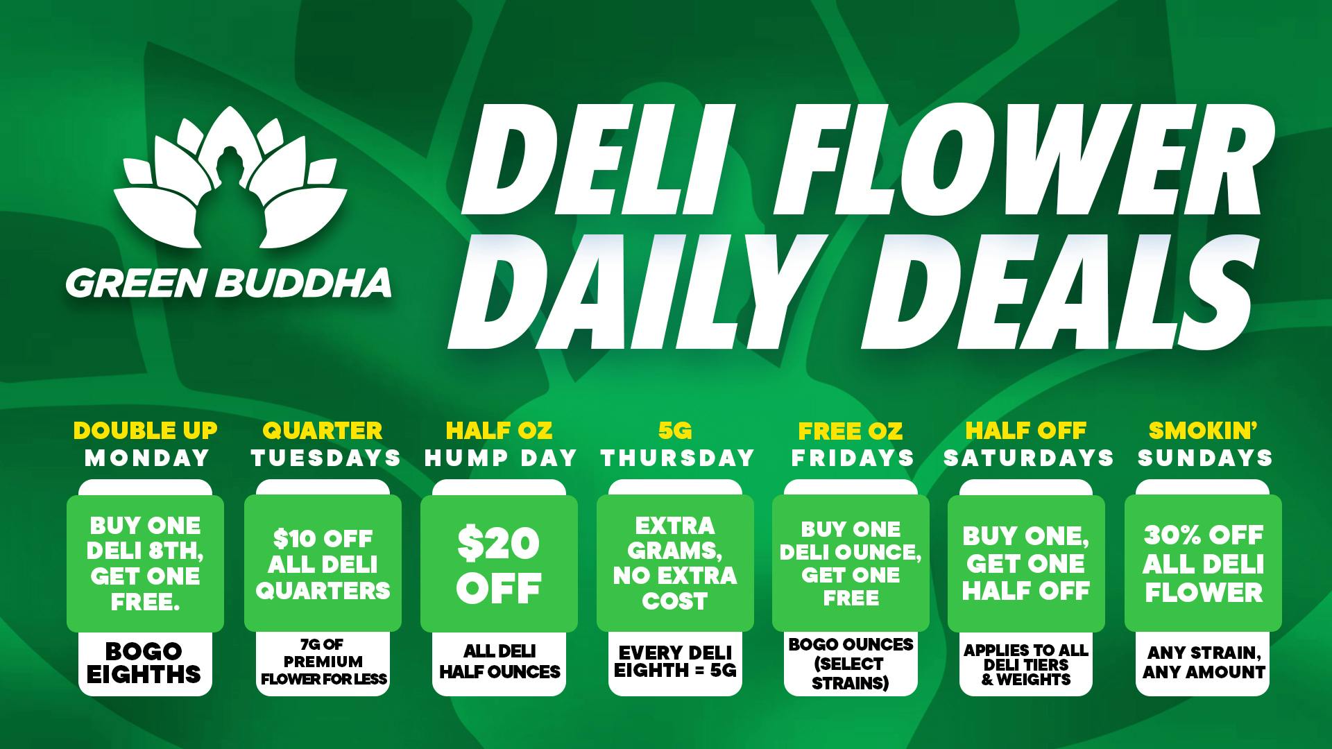 Green Buddha Cannabis Co- Recreational Green Buddha Daily Deals: Fresh Deli Savings!