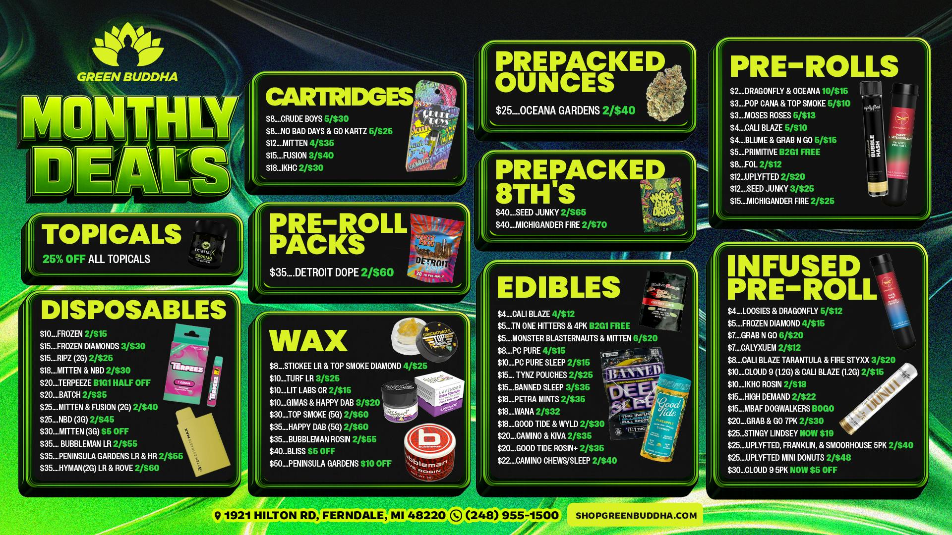 Green Buddha Cannabis Co- Recreational Green Buddha June Deals: Monthly Savings Are Live!
