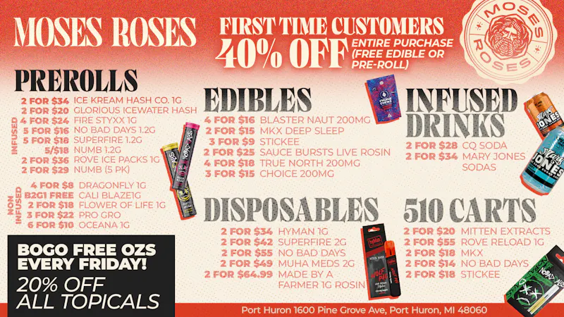 Moses Roses Port Huron Moses Roses Port Huron Deals: 40% Off & BOGO Now!!