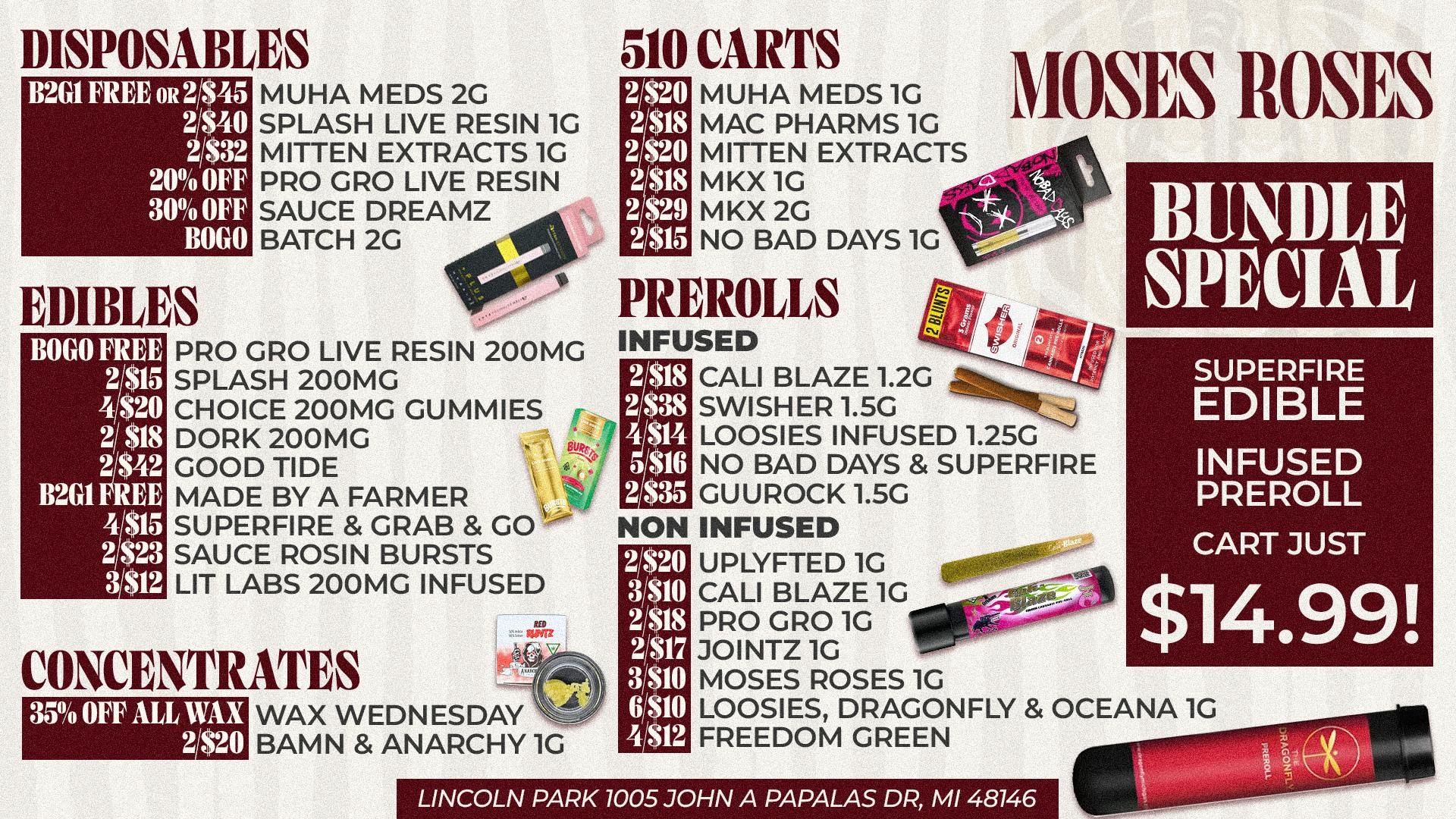 Moses Roses Moses Roses Lincoln Park Deals: $14.99 Bundle Wins