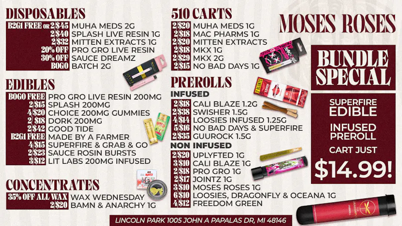 Moses Roses Moses Roses Lincoln Park Deals: $14.99 Bundle Wins