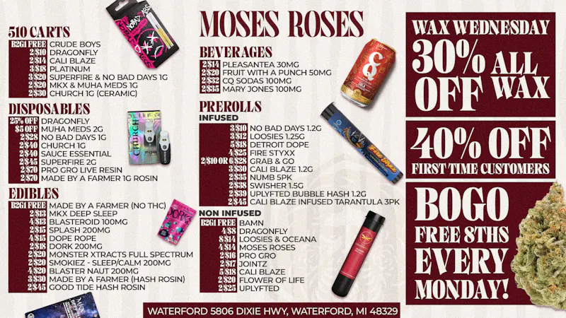 Moses Roses Moses Roses Waterford Deals: BOGO Wax 40% Savings!