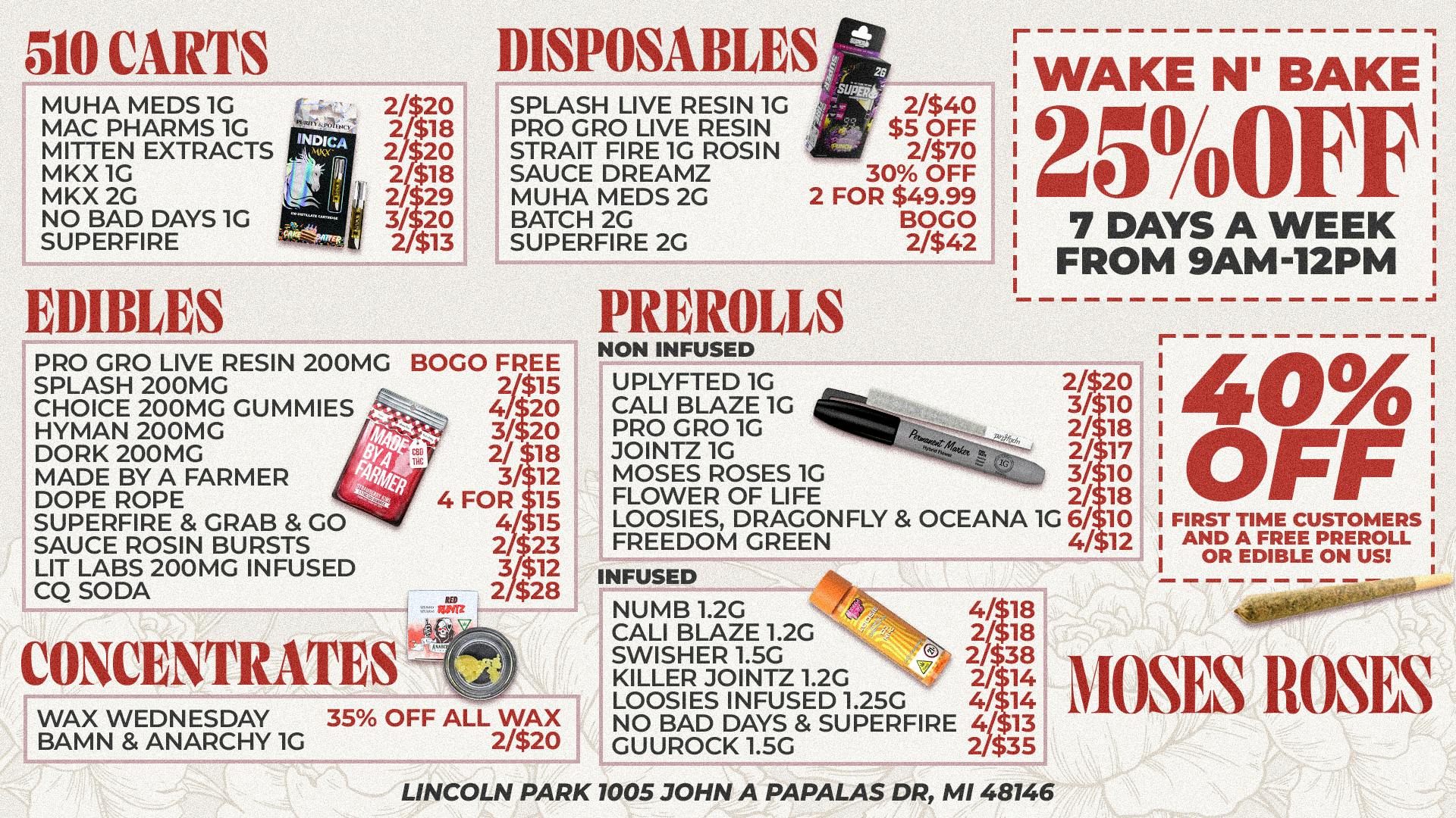 Moses Roses Moses Roses Lincoln Park Deals: Wake, Bake & Save!