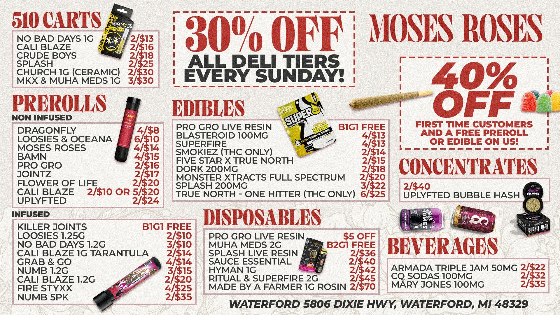 Moses Roses Moses Roses Waterford Deals: 40% Off & Sunday Deli
