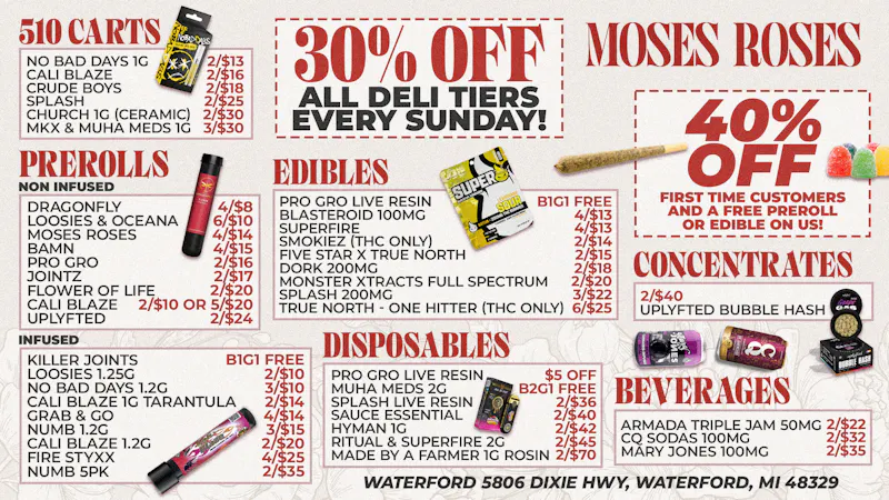 Moses Roses Moses Roses Waterford Deals: 40% Off & Sunday Deli